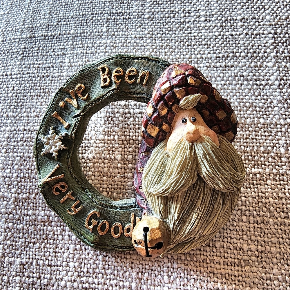 Vintage Boyd's Bears Folkwear Santa "I've been very good" Pin 1990's